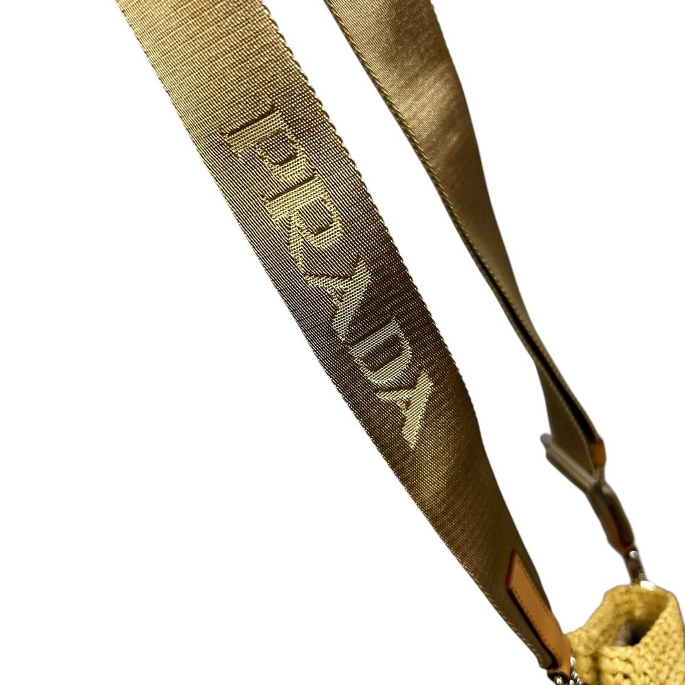 Prada Natural Tan Crochet Raffia Smartphone Case Drawstring Crossbody Bag - Picture 5 of 9